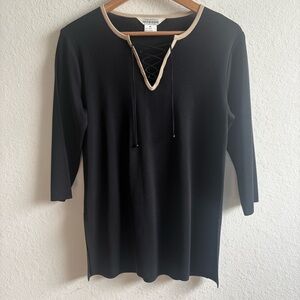 Misook 3/4 Sleeve Black Blouse Size Medium
